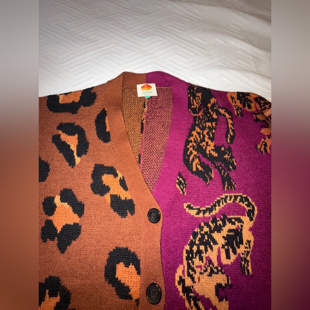 FARM RIO Mixed Wild Leopards Cardigan SIZE: XS - Picture 6 of 9